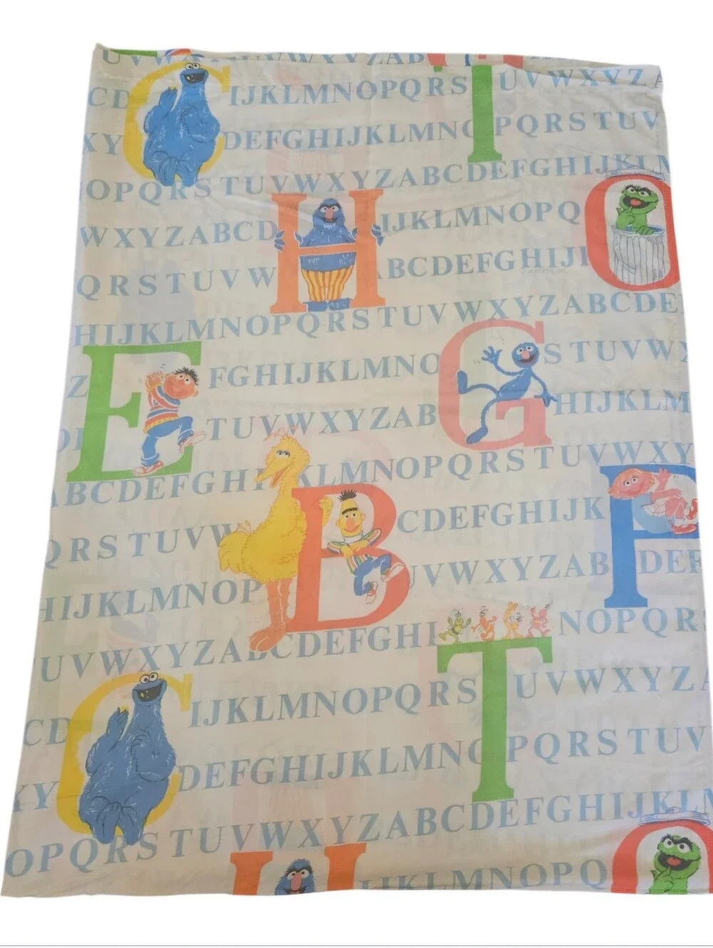 Vintage Sesame Street ABC Twin Flat Sheet Muppets Alphabet Big Bird Ernie Grover